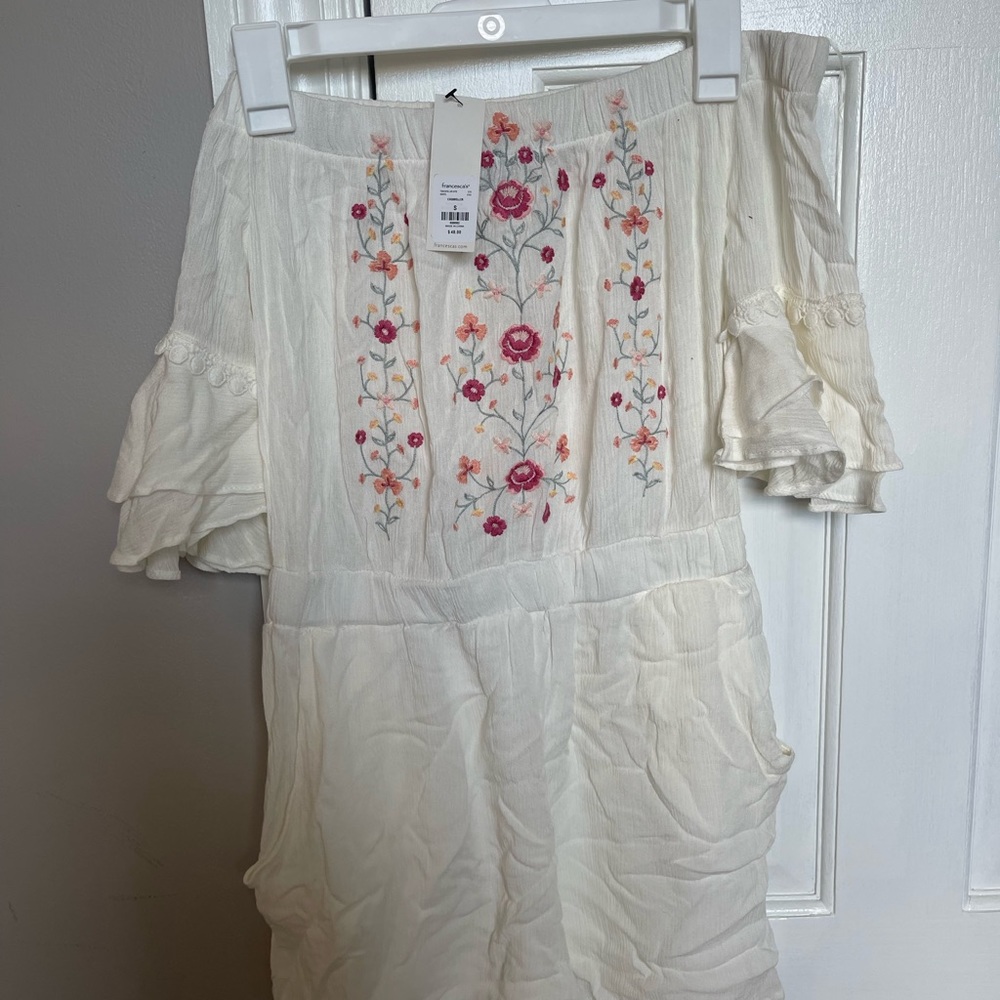 White Francesca's Off the Shoulder Romper